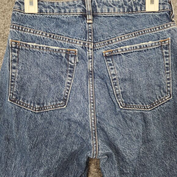 3X1 Sabina Distressed Raw Hem Button Fly Straight Denim Blue Jeans ITALY SIZE 26 - Picture 5 of 13